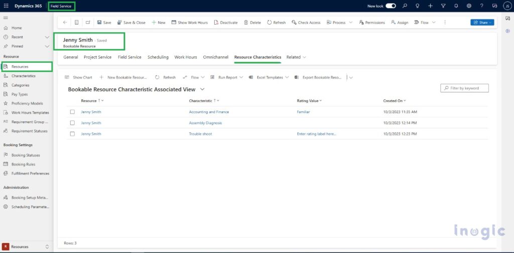 Enhanced Characteristics Setting With Dynamics Field Service