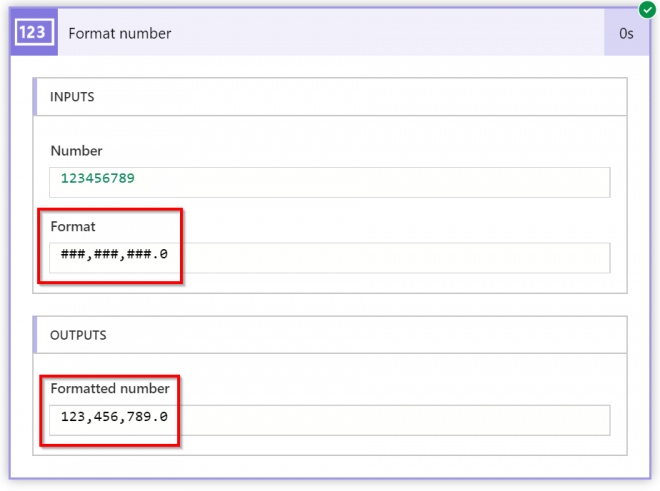 format number in html table power automate