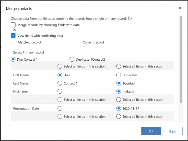 office 365 merge duplicate contacts