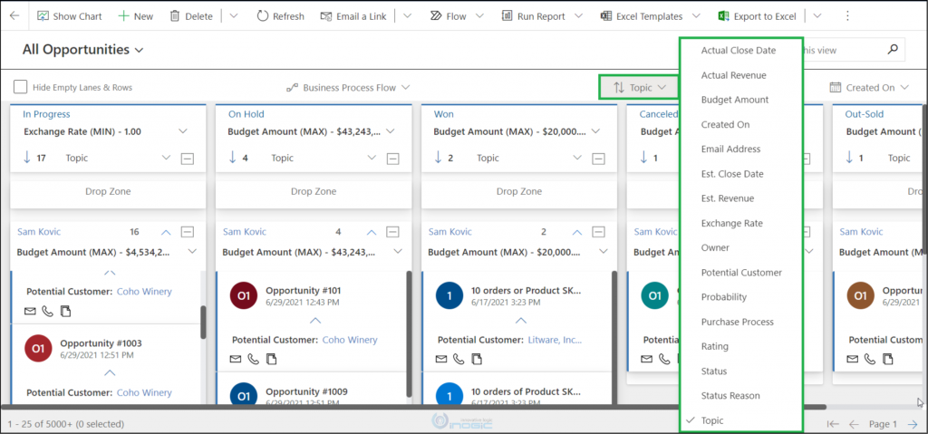 Sort Dynamics 365 CRM records at global level within Kanban View for ...