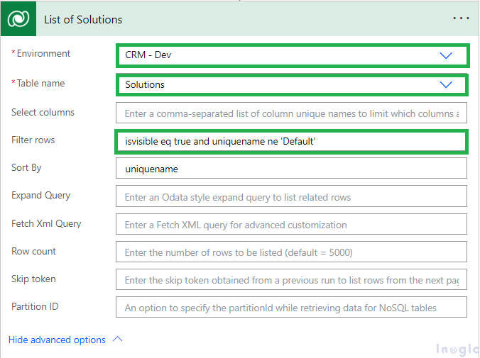 List solution details and their components