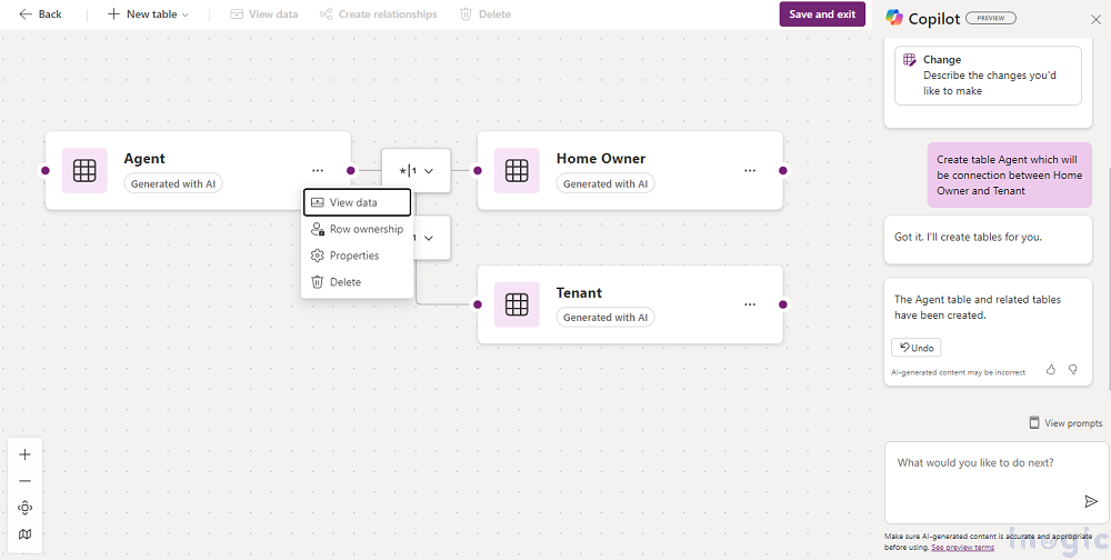 Visualizing Data Models with Copilot in an ERD View