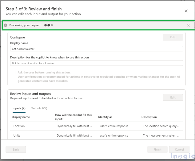 Configuring copilot by using different end user authentication for actions 