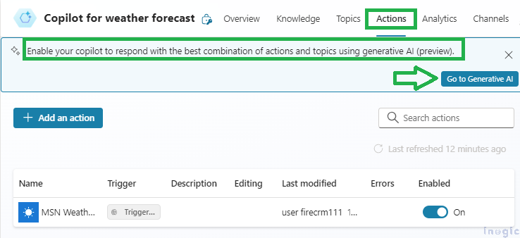 Configuring copilot by using different end user authentication for actions 