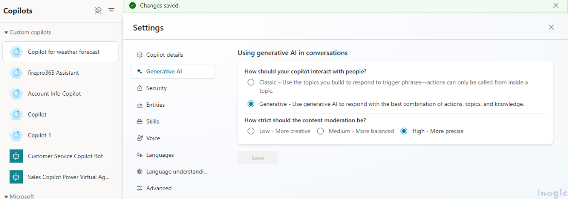 Configuring copilot by using different end user authentication for actions 