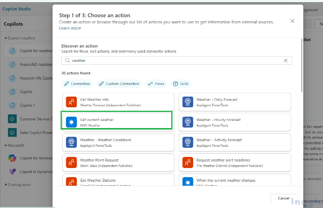 Configuring copilot by using different end user authentication for actions 