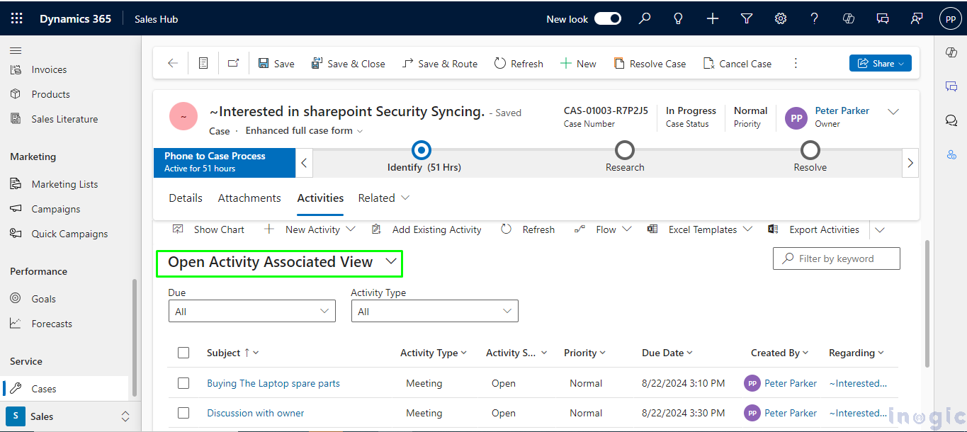 Due open activities control to customize forms