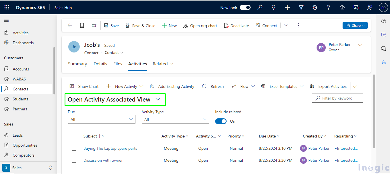 Due open activities control to customize forms