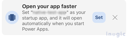 How to set a PowerApps mobile app as a startup app