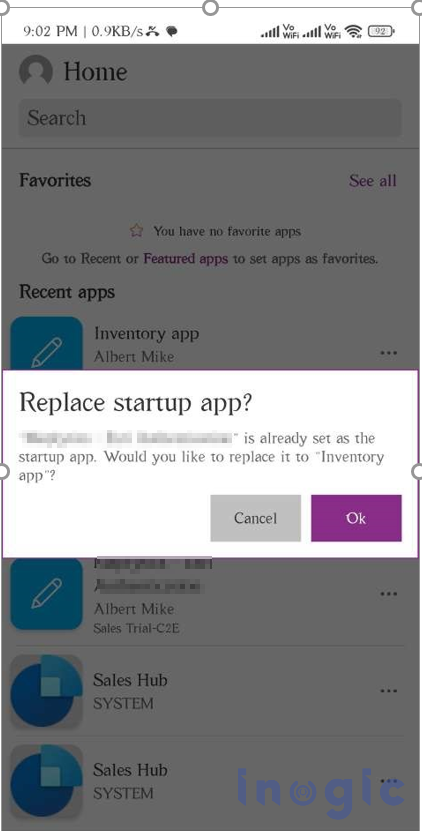 How to set a PowerApps mobile app as a startup app