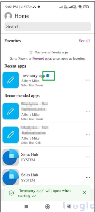 How to set a PowerApps mobile app as a startup app