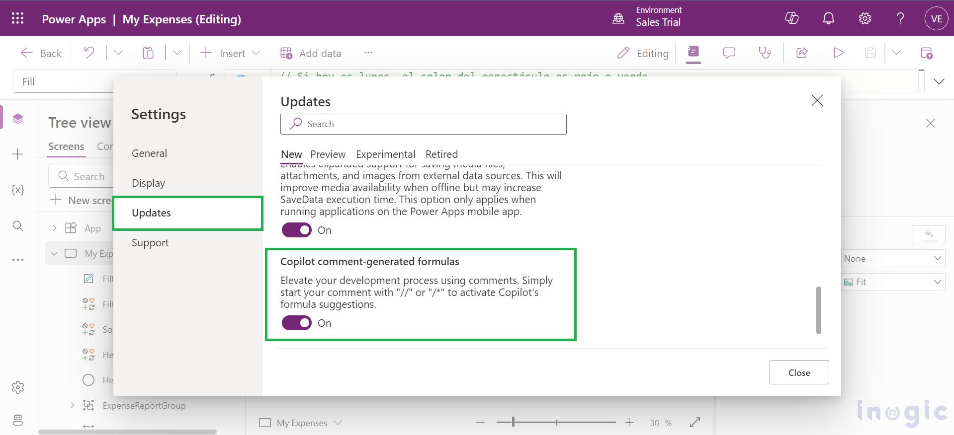 Generating Power Fx Formulas with Multi-Language Comment Support  in Power Apps Using Copilot