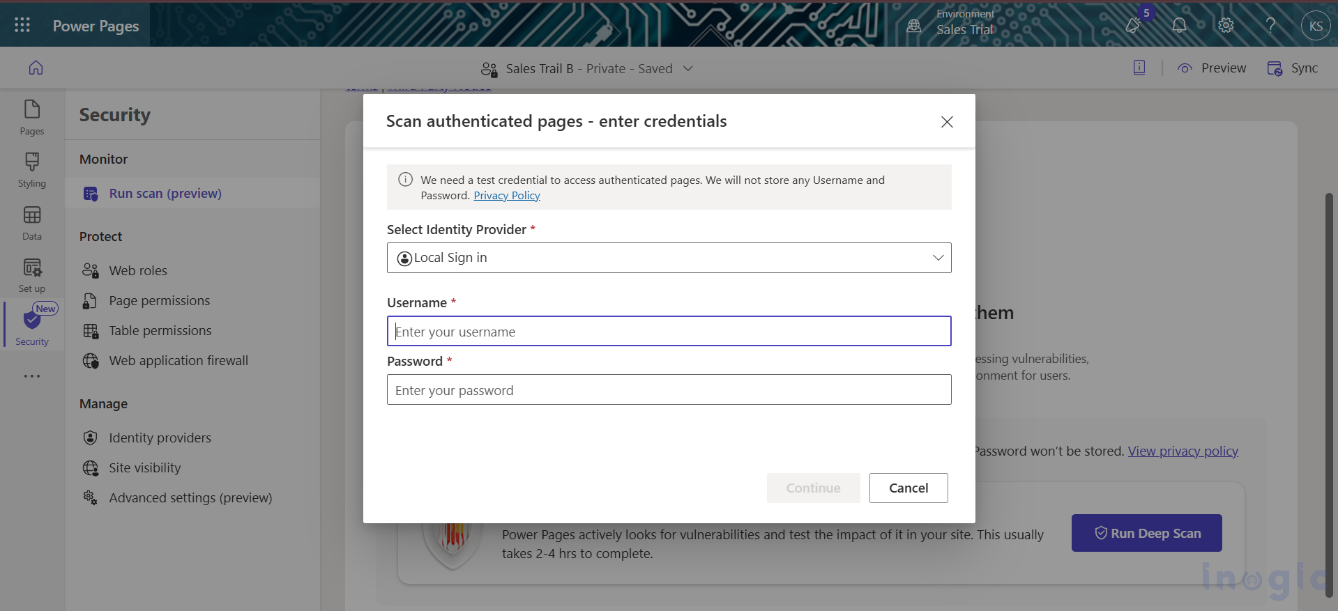 Power Pages Portal Security Scan Feature