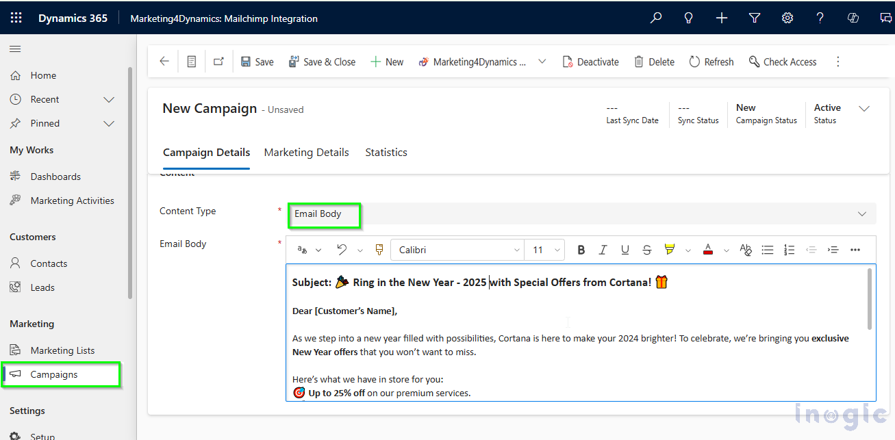 Manage Mailchimp Campaigns within CRM