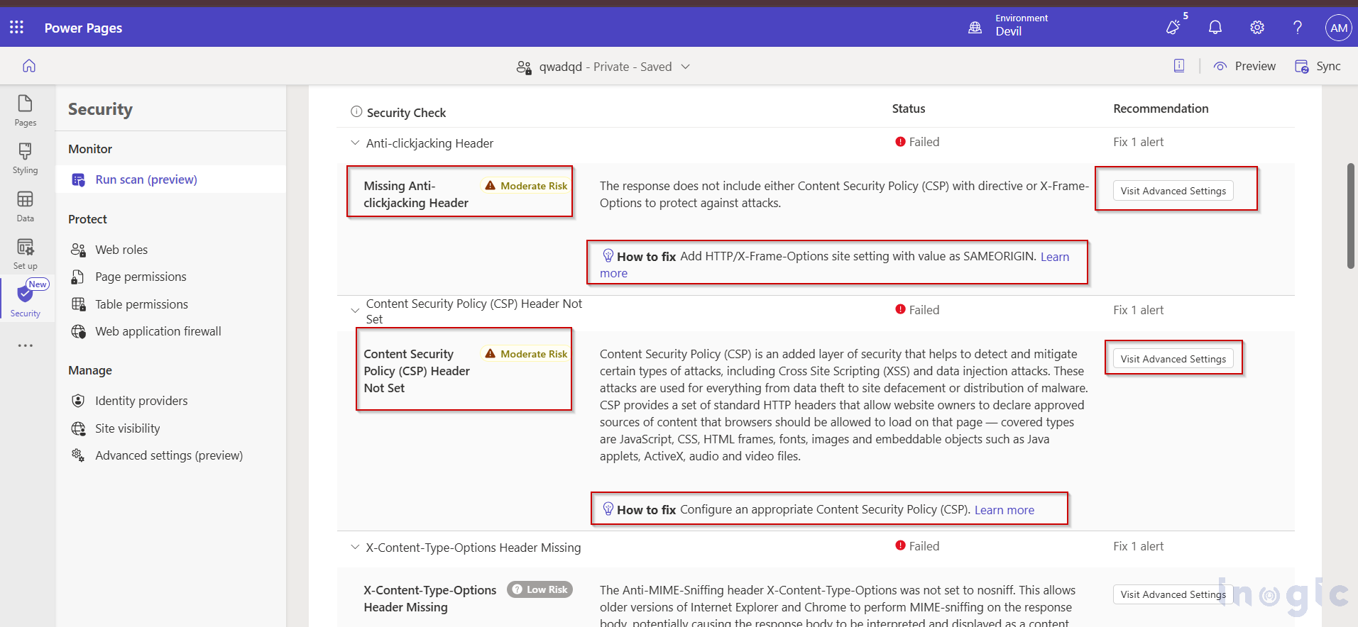 Power Pages Portal Security Scan Feature