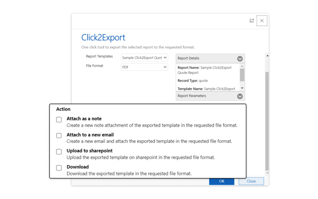 Flexible Export Actions​